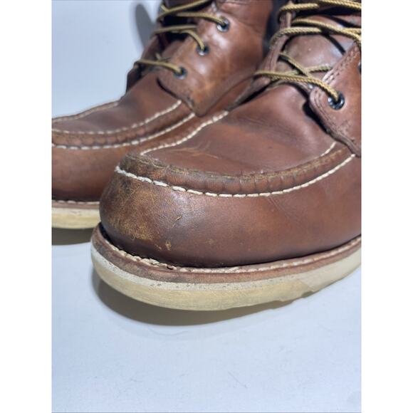 Vtg. Red Wing Moc Toe Men's Size 12 D Brown Red Leather Boots No.405 - Picture 3 of 16